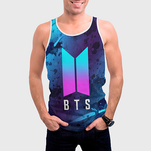 Мужская майка без рукавов BTS БТС / 3D-Белый – фото 3