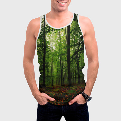 Мужская майка без рукавов Лес / 3D-Белый – фото 3