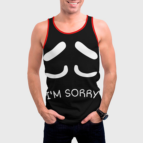 Мужская майка без рукавов Sorry not sorry / 3D-Красный – фото 3