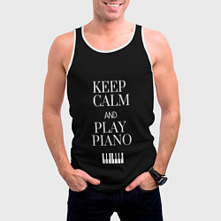 Майка-безрукавка мужская Keep calm and play piano, цвет: 3D-белый — фото 2