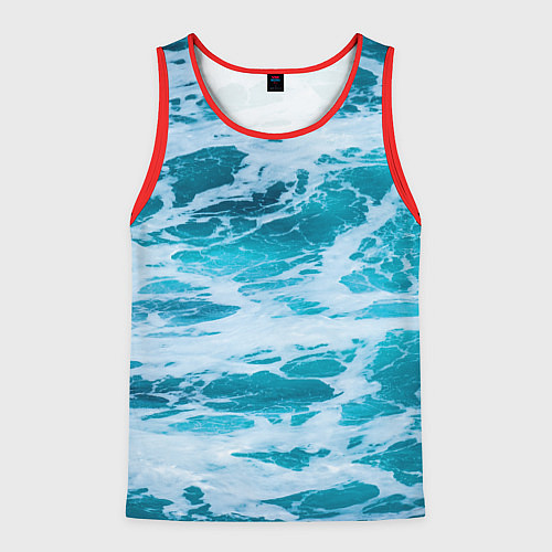 Мужская майка без рукавов Вода волны пена море / 3D-Красный – фото 1
