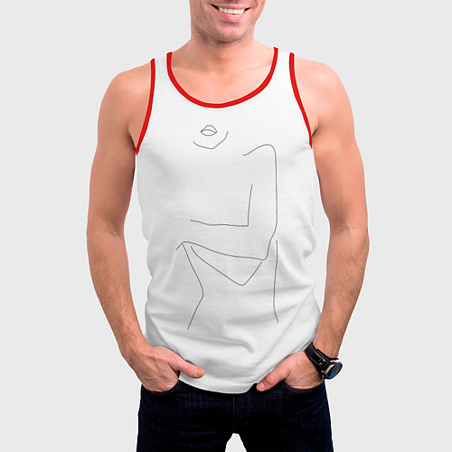 Мужская майка без рукавов Минимализм силуэт девушки / 3D-Красный – фото 3