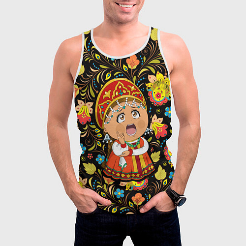 Мужская майка без рукавов Русская красавица / 3D-Белый – фото 3