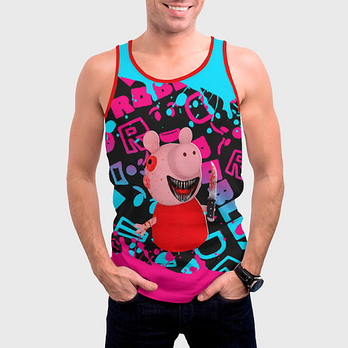Мужская майка без рукавов Roblox Piggy / 3D-Красный – фото 3