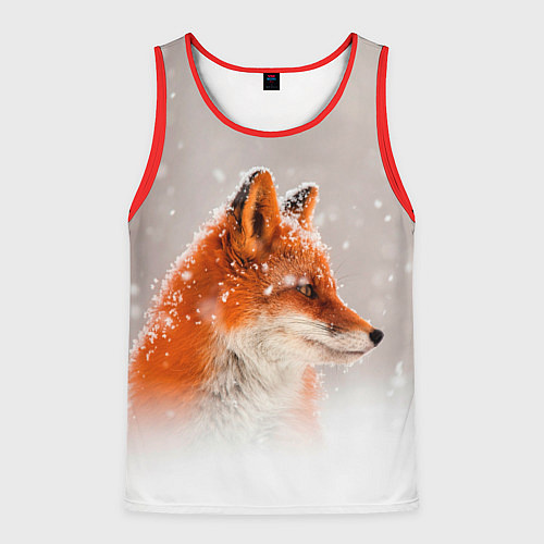 Мужская майка без рукавов Лиса и снег / 3D-Красный – фото 1