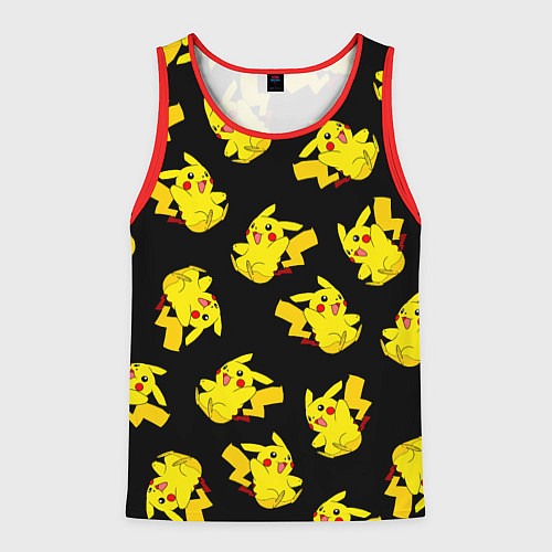 Мужская майка без рукавов Веселый пикачу / 3D-Красный – фото 1