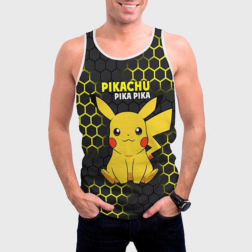 Мужская майка без рукавов Pikachu Pika Pika / 3D-Белый – фото 3