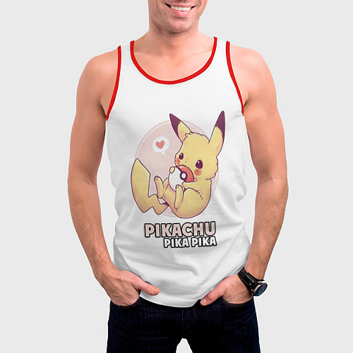 Мужская майка без рукавов Pikachu Pika Pika / 3D-Красный – фото 3