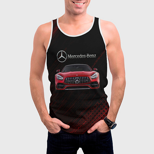 Мужская майка без рукавов Mercedes Benz AMG / 3D-Белый – фото 3