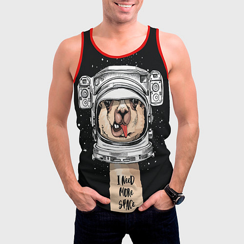 Мужская майка без рукавов Космическая Лама / 3D-Красный – фото 3