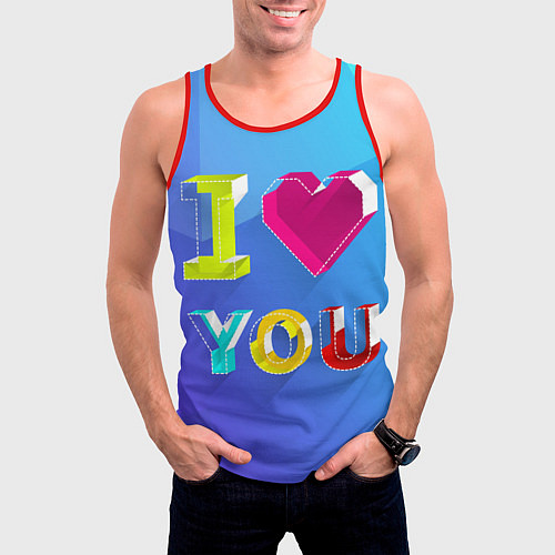 Мужская майка без рукавов I LOVE YOU / 3D-Красный – фото 3
