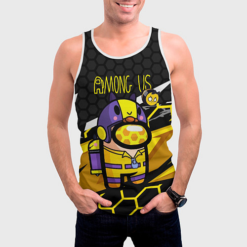 Мужская майка без рукавов Among us пчела / 3D-Белый – фото 3