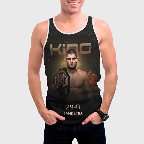 Мужская майка без рукавов Хабиб Нурмагомедов - King / 3D-Белый – фото 3