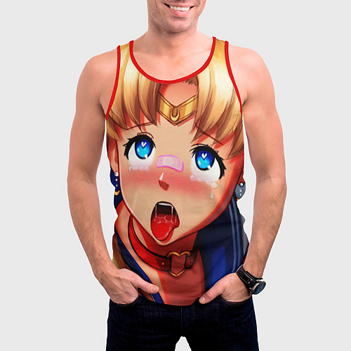 Мужская майка без рукавов SAILOR MOON AHEGAO / 3D-Красный – фото 3
