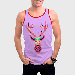 Майка-безрукавка мужская Олень, deer, цвет: 3D-красный — фото 2
