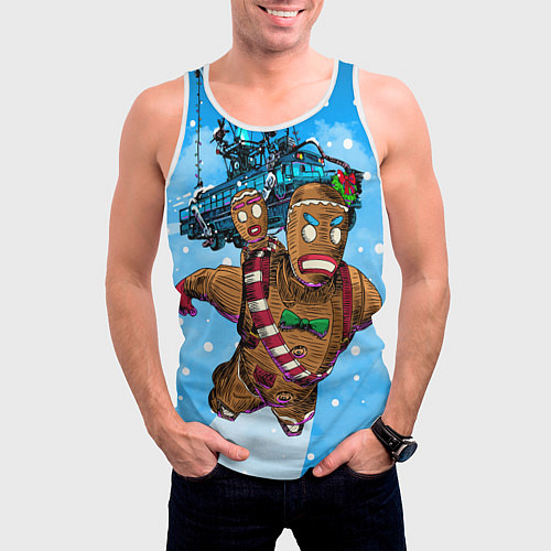 Мужская майка без рукавов Пряничный человек / 3D-Белый – фото 3