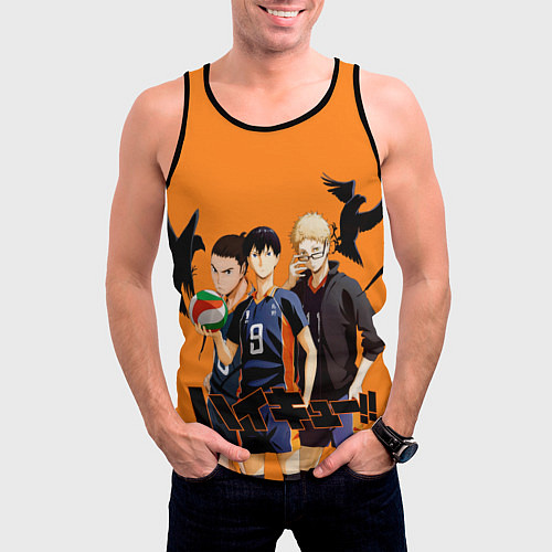 Мужская майка без рукавов Haikyu Team / 3D-Черный – фото 3