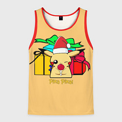 Майка-безрукавка мужская New Year Pikachu, цвет: 3D-красный