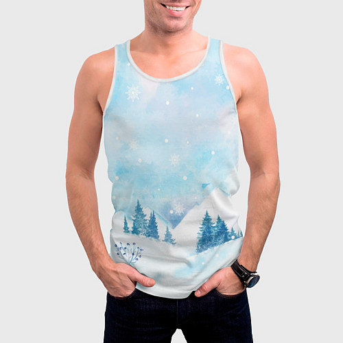 Мужская майка без рукавов Новогодняя мечта / 3D-Белый – фото 3