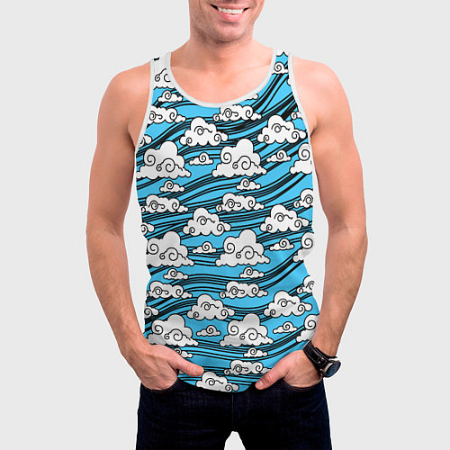 Мужская майка без рукавов КИМОНО ТАНДЖИРО / 3D-Белый – фото 3