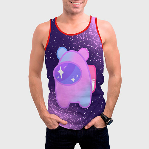 Мужская майка без рукавов AMONG US - SPACE / 3D-Красный – фото 3