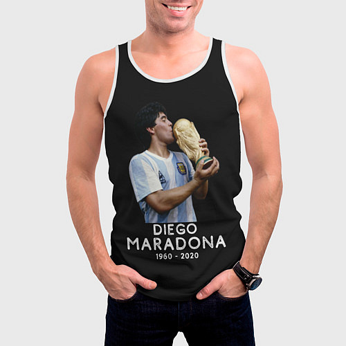 Мужская майка без рукавов Diego Maradona / 3D-Белый – фото 3