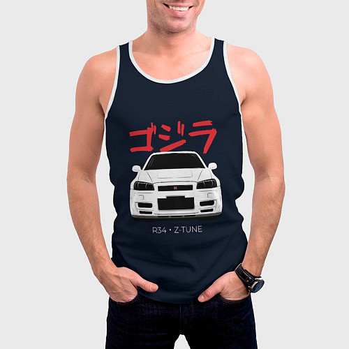 Мужская майка без рукавов Skyline R34 Z-Tune / 3D-Белый – фото 3