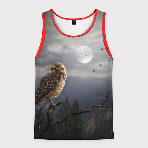 Мужская майка без рукавов Сова / 3D-Красный – фото 1