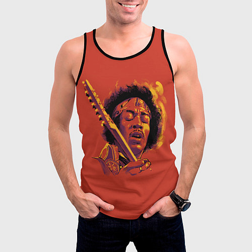 Мужская майка без рукавов Джимми Хендрикс / 3D-Черный – фото 3