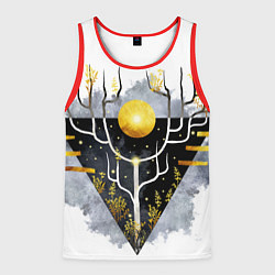 Майка-безрукавка мужская Графит и золото: дерево жизни, цвет: 3D-красный