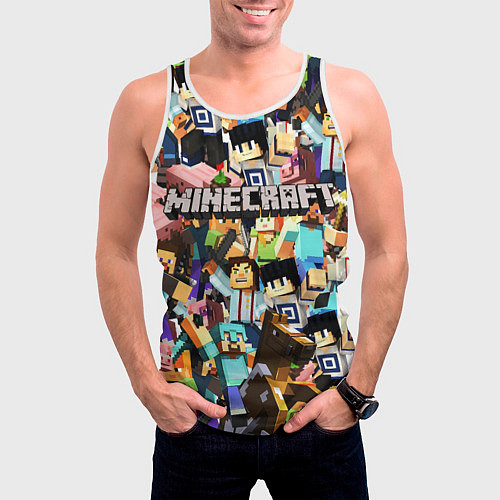 Мужская майка без рукавов MINECRAFT / 3D-Белый – фото 3