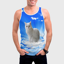 Майка-безрукавка мужская Кот в облаках, цвет: 3D-белый — фото 2