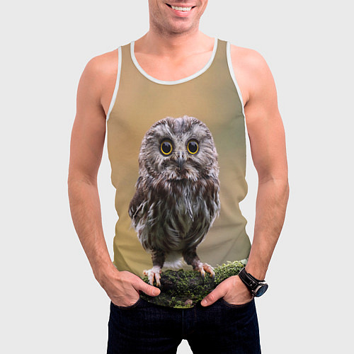 Мужская майка без рукавов СОВЕНОК / 3D-Белый – фото 3