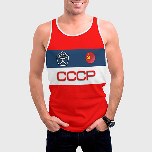 Мужская майка без рукавов СССР / 3D-Белый – фото 3