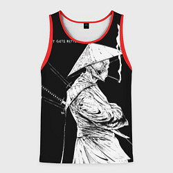 Майка-безрукавка мужская Самурай скелет с трубкой, цвет: 3D-красный