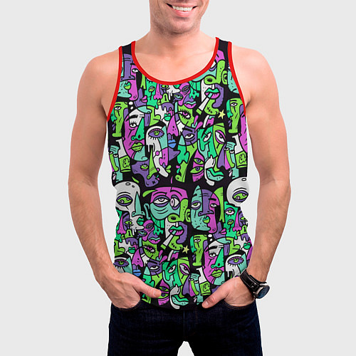 Мужская майка без рукавов Граффити монстры / 3D-Красный – фото 3