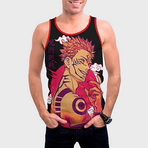 Мужская майка без рукавов Двуликий магическая битва / 3D-Красный – фото 3
