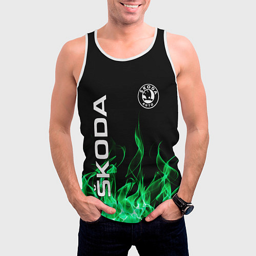 Мужская майка без рукавов SKODA / 3D-Белый – фото 3