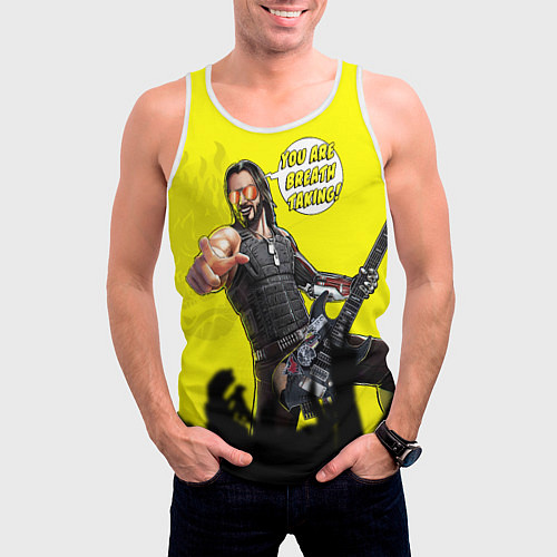 Мужская майка без рукавов Cyberpunk 2077 Breathtaking / 3D-Белый – фото 3