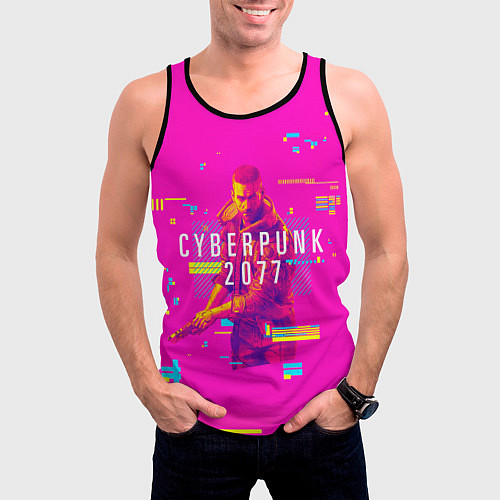 Мужская майка без рукавов Cyberpunk 2077 / 3D-Черный – фото 3