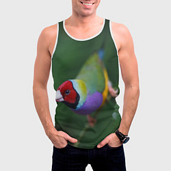 Майка-безрукавка мужская Яркая птичка попугай, цвет: 3D-белый — фото 2