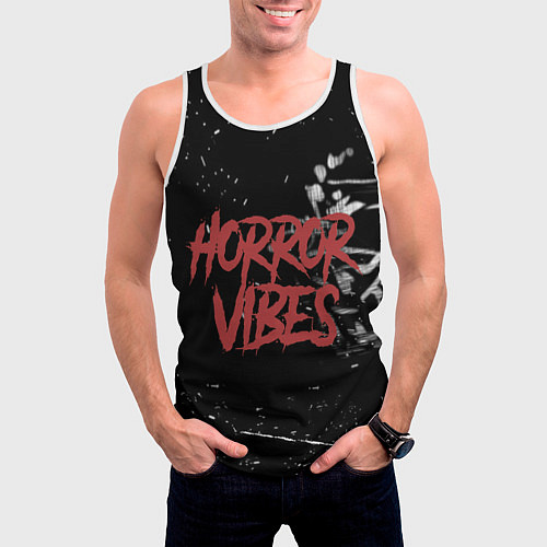 Мужская майка без рукавов Хоррор настроение / 3D-Белый – фото 3