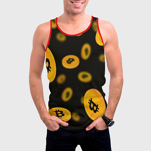 Мужская майка без рукавов БИТКОИН BITCOIN / 3D-Красный – фото 3