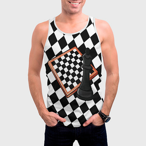 Мужская майка без рукавов Шахматы / 3D-Белый – фото 3