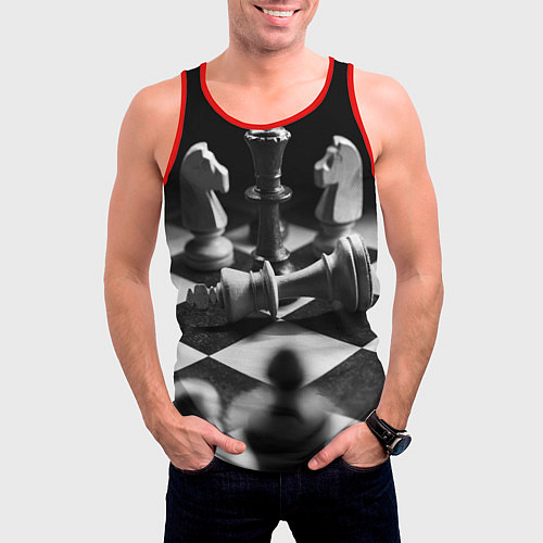Мужская майка без рукавов Шахматы / 3D-Красный – фото 3