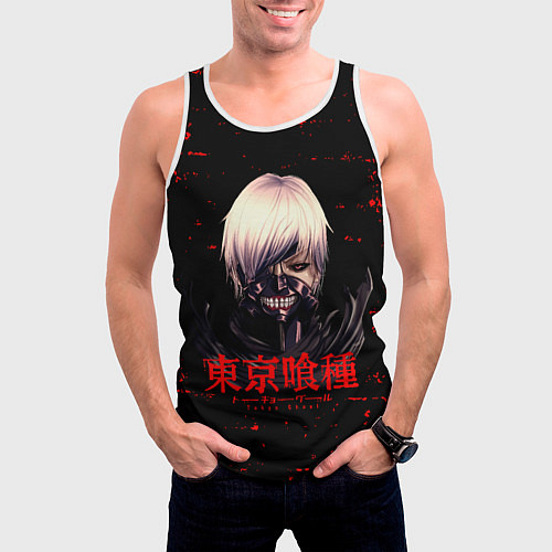 Мужская майка без рукавов Токийский гуль Tokyo Ghoul / 3D-Белый – фото 3