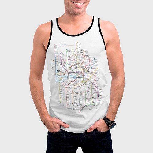 Мужская майка без рукавов Схема метро, МЦК, МЦД 2021 / 3D-Черный – фото 3