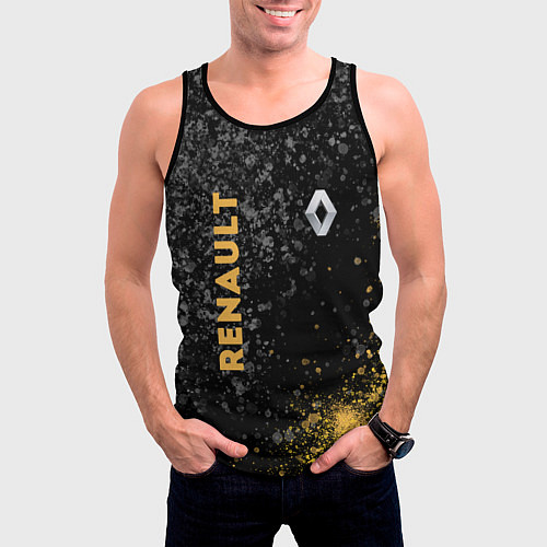 Мужская майка без рукавов Renault Брызги / 3D-Черный – фото 3