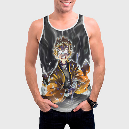 Мужская майка без рукавов ЗЕНИЦУ ZENITSU KNY / 3D-Белый – фото 3