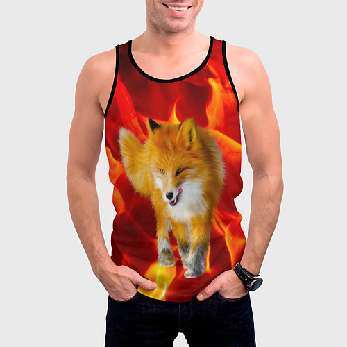 Мужская майка без рукавов Fire Fox / 3D-Черный – фото 3